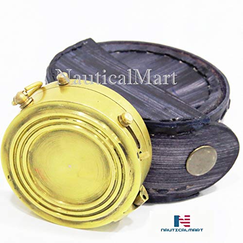Brújula de latón con estuche de cuero miniatura 4
