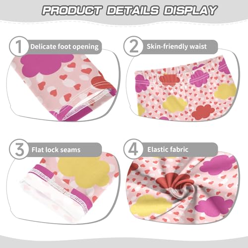 Colorful Clouds and Hearts Girls Leggings,Workout Leggings for Girls Toddler Athletic Leggings Size for 3-10T3