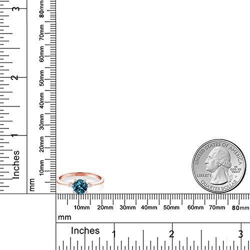 Gem Stone King 10K White Gold London Blue Topaz and White Created Sapphire Solitaire Engagement Ring For Women (0.78 Cttw, Round 6MM, Gemstone November Birthstone, Available in Size 5,6,7,8,9)3