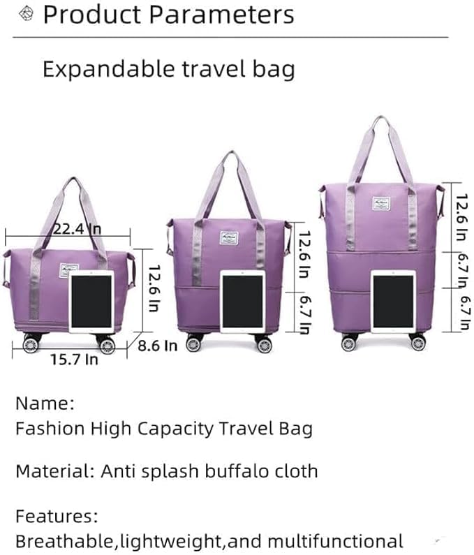 Image of TEKCOOL Duffel Trolley Bags for Travel,Luggage Bags for Travel,Rolling Duffle Bag with Wheels,Travel Bags for Luggage Trolley,Expandable Foldable Duffle Bag with Wheels - Wine'