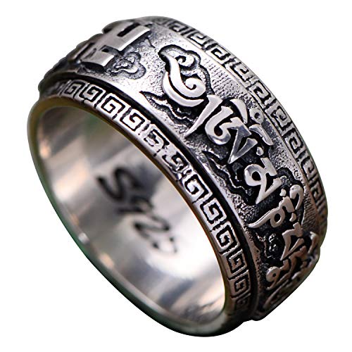 Bague bouddhiste en argent 925 rotative contre l'anxiété quotidienne