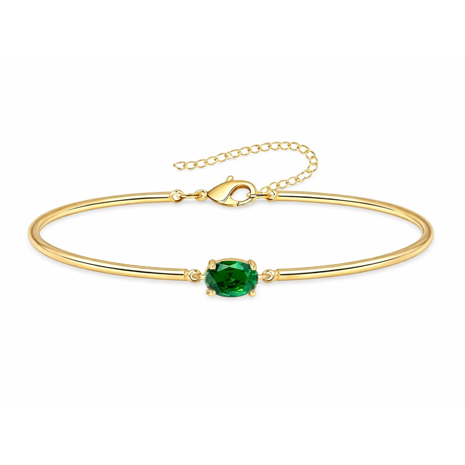 Charm Bangle Bracelets for Women 14K Gold Plated Birthstone Bracelets for Women Trendy Dainty Bracelet No Tarnish Charm