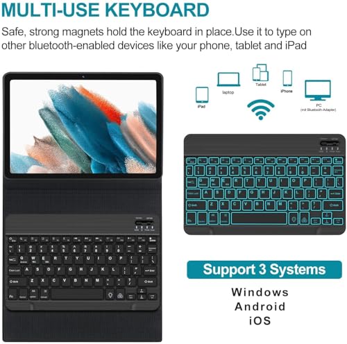 Image of ProElite Keyboard case for Xiaomi Redmi Pad 2 11 inch, Magnetic Detachable Wireless Bluetooth Keyboard Built-in 7-Colors Backlit with Pen Holder, Dark Green