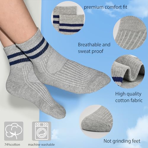 12 Pairs Kids Socks Toddler Cotton Athletic Socks for Boys 1-12 Years2