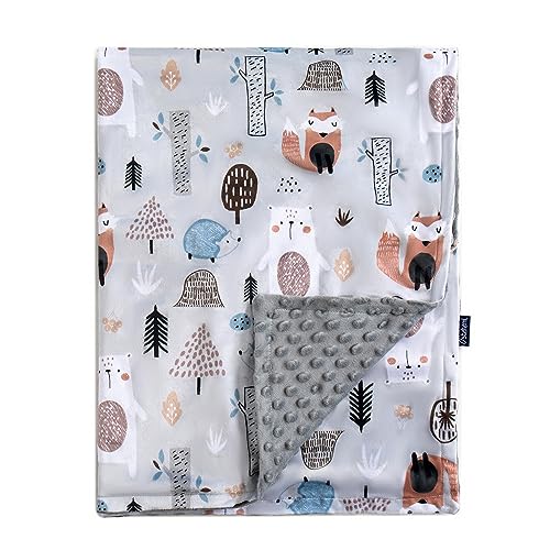 Image of QSTEHEML Baby Blanket for Unisex Boys Girls,Super Soft Minky Blanket,Fluffy Nursery Baby Blankets Neutral,Double Layer with Dotted Backing, Animal Pattern Toddler Blanket(Fox, 30 * 40inch)
