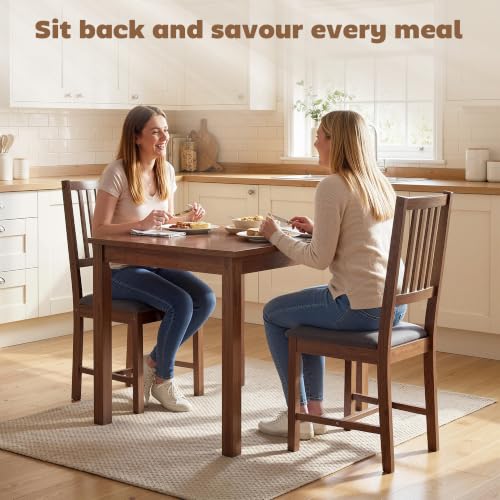 Image of HOMCOM Wooden Dining Chairs Set of 2 with Slat Back, Farmhouse, Walnut