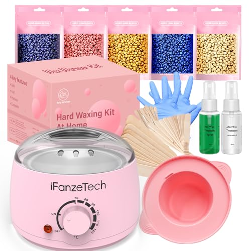 Calentadores de Cera Maquina de Cera Caliente - IFANZETECH Cera Caliente Depilacion Calentador de Cera 500 g y 30 Palos Aplicadores para Depilación en Casa