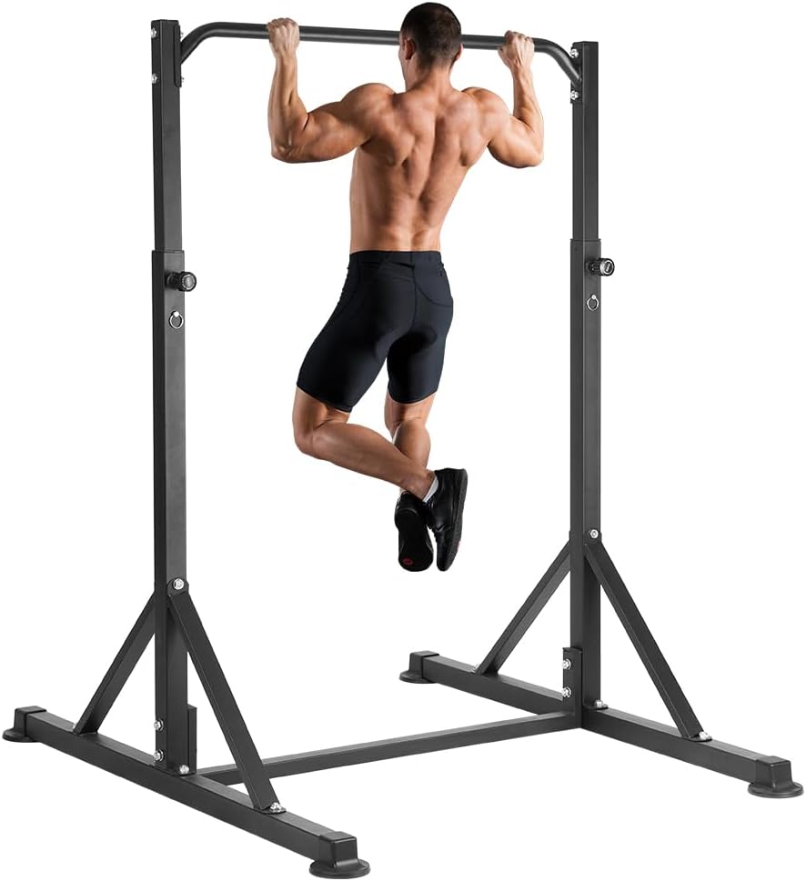 Pull Up Station, Power Tower Adjustable Pullup Bar Free Standing, Heavy Duty Multifunction Strength Training Pull Up Bar, Gym Workout Fitness Equipment Chin up Bar for Home Outdoor, 440LBS Capacity Black