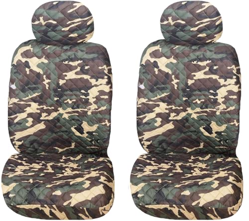 Susy Shop Fundas universales para asientos de coche, delanteras y traseras, compatibilidad universal, montaje sencillo, camuflaje clásico, par delantero