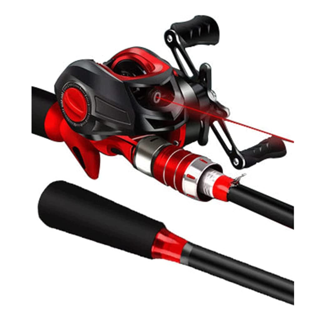Canne à Pêche Télescopique En Carbone 4,9m à 9m - Porte-moulinet Et Guides Métal - Eau Douce Et Salée (Rouge, 9m)