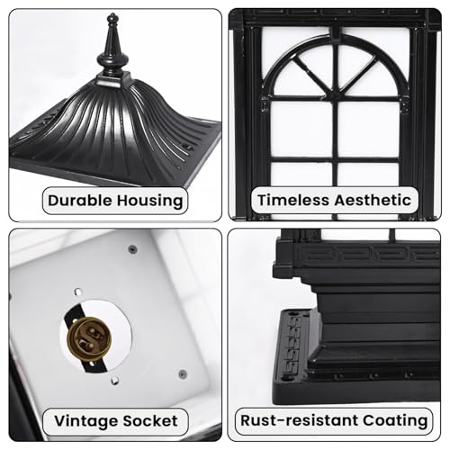 Image of GIGAWATTS 1266 Outdoor Gate Light - 101% Rust & Waterproof Die-Casting Aluminium Exterior Pillar Lamp Base Mount for Garden, Boundary Walls & Home Entrances (B22 Holder, Bulb Not Included, Black)