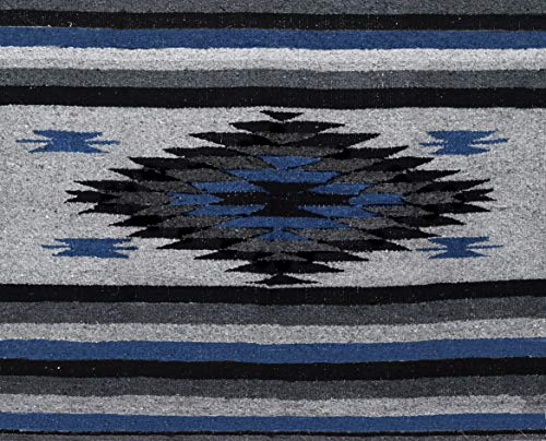 Open Road Goods Handwoven Mexican Diamond Blanket, Throw, Or Yoga Bolster - Black & Grey Diamond Pattern Blanket - Midnight #TOP3