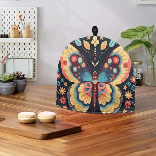 Image of ButterflyTea Cosy for Teapot Washable Tea Pot Cozy for Keeping Warm Black Cat Kettle Cover for Halloween Day Party Gifts,Dust Proof Breakfast Tea Pot Cover