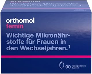 Orthomol Femin - Mikronährstoffe für Frauen in den Wechseljahren - mit Biotin, Selen, Zink, Nachtkerzenöl, Coenzym Q10 - Kapseln, 90 St. Tagesportionen