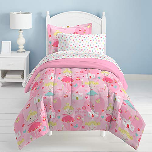 Dream Factory Pretty Princess Ultra Soft Microfiber Girls Comforter Set, Pink, Full