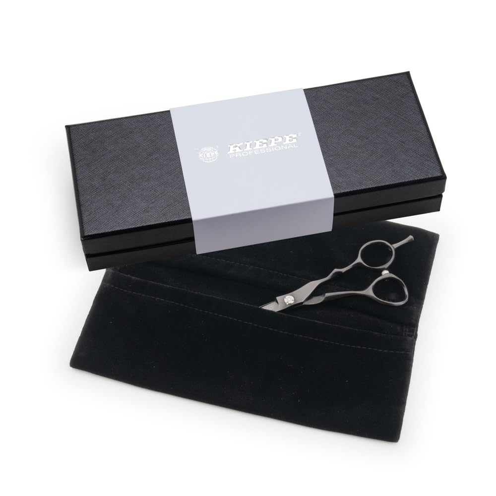 Kiepe 2814 Monster Cut Tijera profesional de corte 5,5 pulgadas – Tijera ergonómica con filo Convex Razor y recubrimiento de titanio negro, Made in Italy