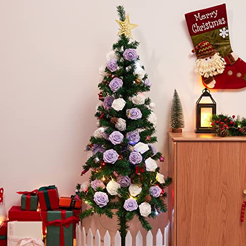 Innogear Artificial Flowers, 50 Pcs Faux Flowers Fake Flowers Lilac Roses Perfect For Diy Wedding Bouquets Centerpieces Bridal Shower Party Home Flower Arrangement Christmas Decorations #TOP7