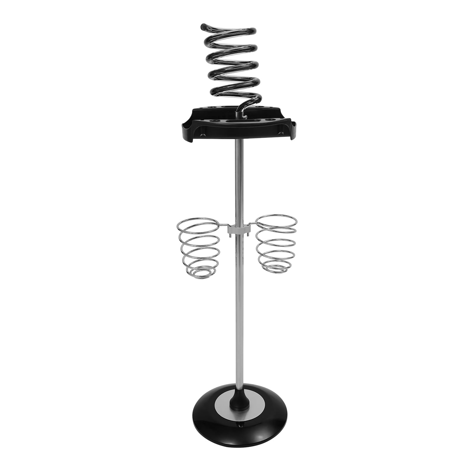 Soporte para secador de pelo de 10 x 35.44 pulgadas, aparatos de peinado con bandeja, dos soportes en espiral, soporte superior acrílico de estilo giratorio para secador de pelo, plancha plana
