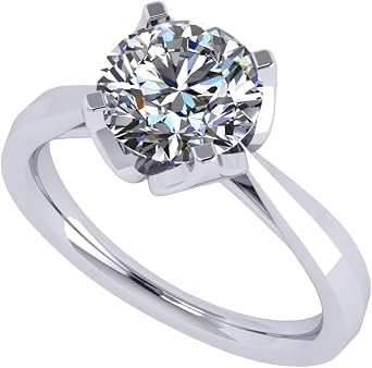 NANA Jewels 2.00ct-3.00ct Simulated Diamond Zirconia Engagement Ring Round Cut Heart & Soul Solitaire Sterling Silver