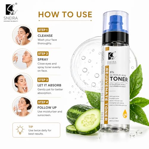 Image of 8% Glycolic Acid Toner 400 ml, Hydrating Face Mist Toner Enriched with Hyaluronic Acid & Cucumber Extract For Exfoliating Glowing Skin, Pores Tightening, Korean Beauty Secrets For Women & Men