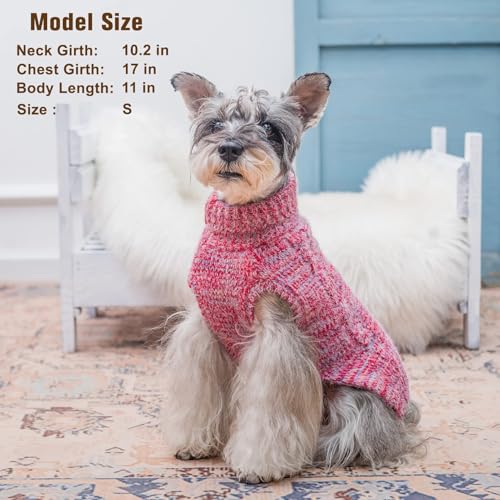 Image of BEAUTYZOO Dog Sweaters for Small Dogs, Knit Clothes with Harness Hole | Turtleneck Pullover Fall Winter Knitwear, Fuzzy Fleece Cold Weather Coat for Girl Boy Puppy, Warm Pet Sweatshirt, Red S