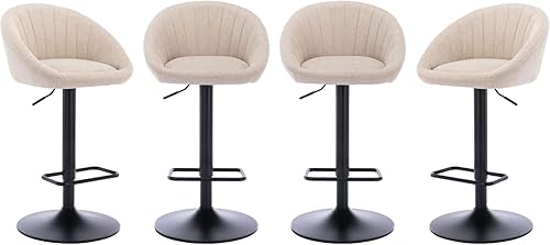 Miniatura 11 de EALSON Juego de 2 taburetes de bar giratorios ajustables, modernos taburetes de bar de altura de mostrador con respaldo bajo, cómodas sillas de bar