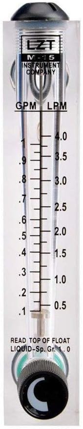 Black Adjustable Knob 0.1-1 GPM Panel Type Water Flow Meter LZM-15