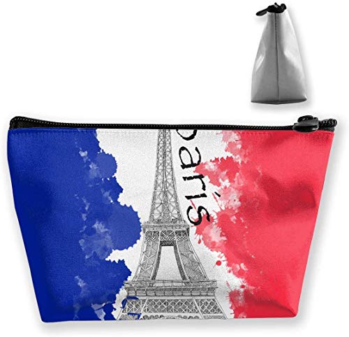 Preisvergleich Produktbild Kulturbeutel, Motiv: Französische Flagge und der Eiffelturm, tragbar