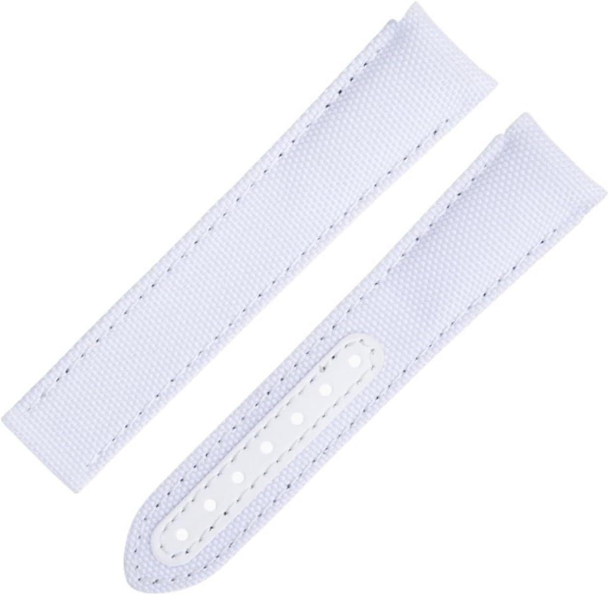 For Omega Strap For AT150 Seamaster 300 Planet Ocean De Ville Speedmaster Curved End Watch Band 20mm New White High Density Nylon Cowhide Watchbands