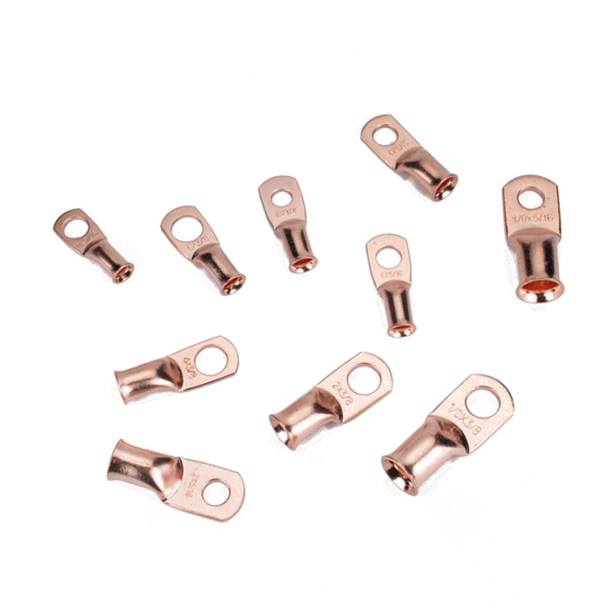 BESTonZON 50pcs Heavy Duty Wire Lugs Models Tubular Terminal Connectors for Automotive and Battery Use Closed Ends Bare Copper Eyelets Electrical Connectors