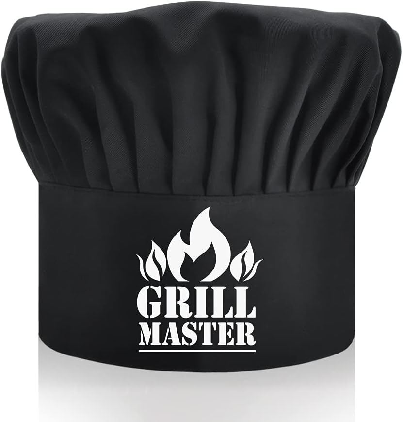 DYJYBMY Grill Master Adult Adjustable Chef Hat Grill BBQ Kitchen Cooking Baker Cap, Dad BBQ Gifts, Fathers Day Birthday Gifts for Men Husband Dad Uncle Grandfather Black