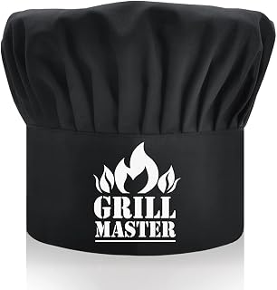 Grill Master, Adult Adjustable Kitchen Cooking Hat with Elastic Band Chef Baker Cap, Funny BBQ Chef Hat for Men, Woman, Husband, Dad, Boyfriend or Any Friend Black