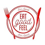Schriftzugaufkleber Guten Appetit! Essen Sie gut! Fühlen Sie sich wohl in der Essküche! 54x59.6cm Änderungen und Informationen möglich Rot
