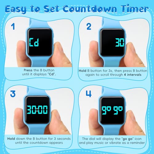 Image of Potty Training Watch for Toddlers & Kids with Countdown, Flashing Lights, Fun Music or Vibration Alerts - Waterproof Interactive Toilet Training Reminder for Boys & Girls Ages 2-9
