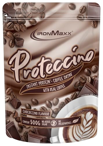 IronMaxx Proteccino – Bolsa de Chocolate 500g | Café Proteico con Extracto de Café Real y Cafeína | Sin azúcares añadidos ni conservantes