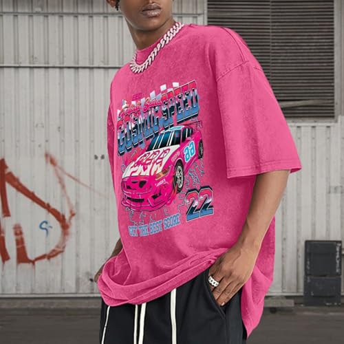 Mens Graphic T-Shirts Oversized Vintage Car Shirts for Men Racing Tshirt Streetwear Baggy Washed Drop Shoulder Tees4