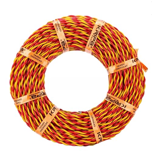 Image of CabONE Two Core Copper Electrical Wire, 90 Meter (Red & Yellow) | Heat Resistant & Flame Retardant (FR) | Lead-Free LSH House Wire for Home & Industrial Use (Red & Yellow, 10 /76)