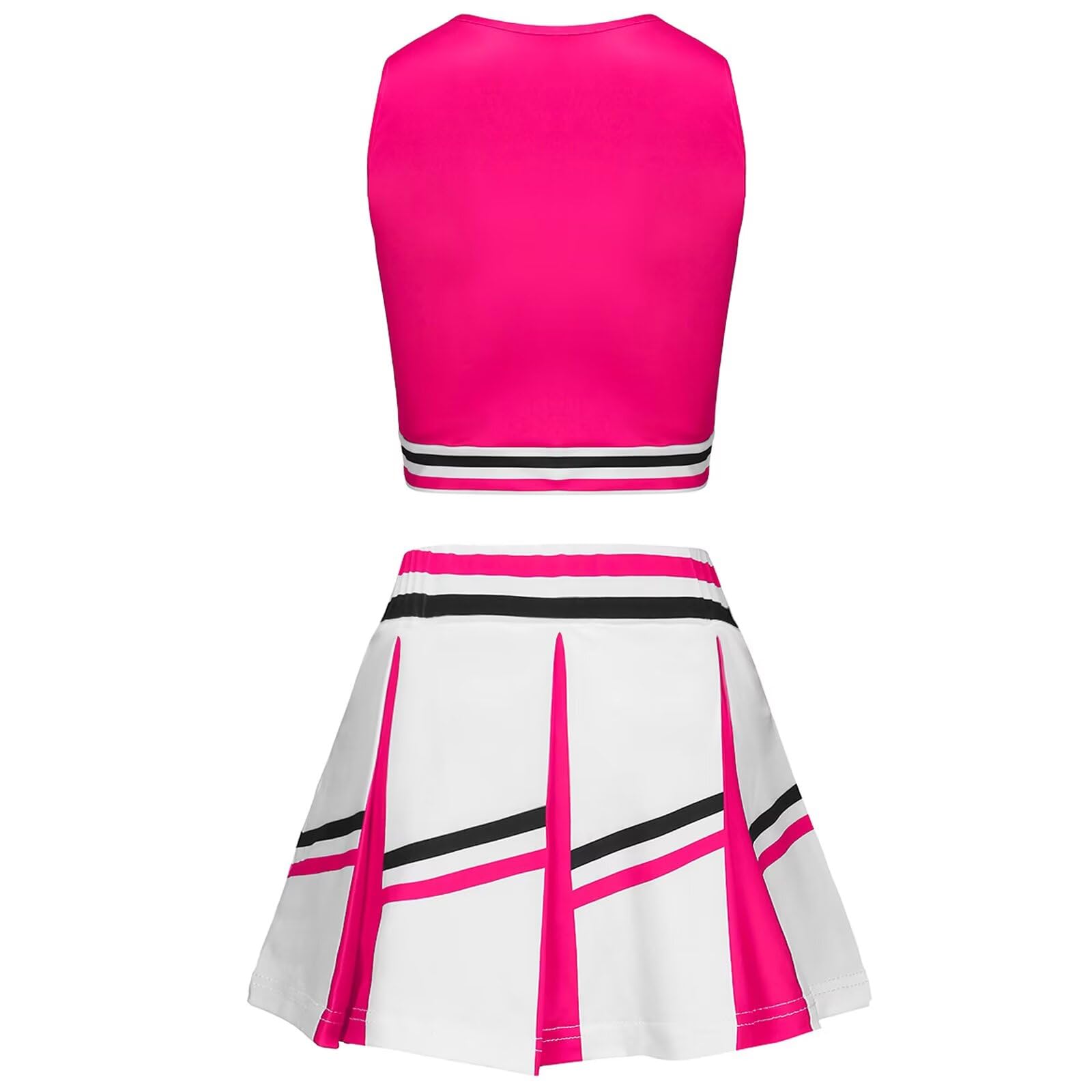 Deguisement Pompom Girl Fille, Deguisement Cheerleader Fille, Uniforme de Pompom Girl Fille avec Pompoms et Chaussettes Robe de Pompom Costume pour Enfant Halloween Carnaval Mascarade - 4