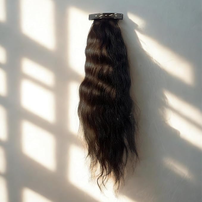 Alizz 30 Inch Ponytail Hair Extensions - Wavy | Easy Clip-In Style | Natural Brown | Flat clip | Original Looks hair extensions | Washable (30 Brown)-image-45