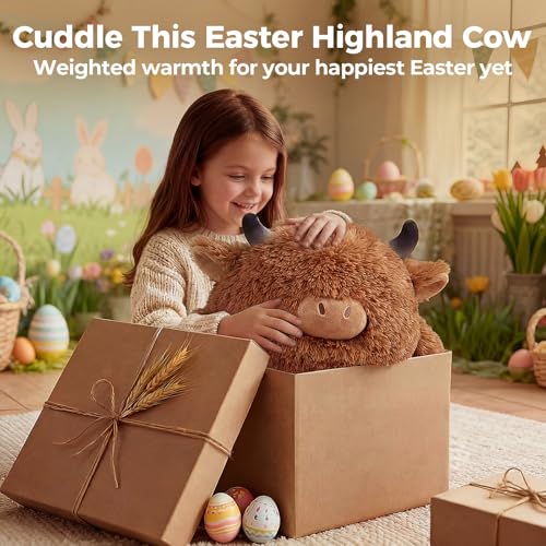 Mewaii Weighted Plüsch Gewichtstiere Hochlandrind Kuscheltier 58cm,1.8kg (4.0 lbs) Kawaii Plüschtiere für Kinder,Komfortabel und Kuschelig, Kuscheltiere für Frauen und Männer