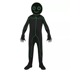 Child E L L U Stick Figure Glow Costume Small size 4-6
