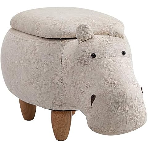 HOMCOM Hippo Storage Stool with Padding Cover