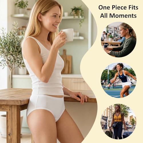 Image of MOSSRIVER Cotton Underwear for Women Hipster Panties Full Coverage Stretch Ladies Briefs Mid Rise Regular & Plus Size