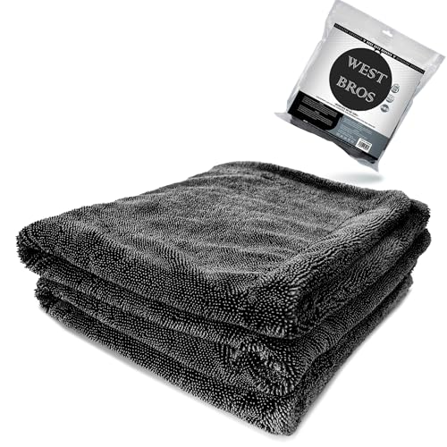 Large Microfiber Car Drying Towel 1300 GSM Double Twist Pile - Premium Auto Wash Towel for Cars Trucks SUV - Super Absorbent Detailing Cleaning Cloth 20x26'' Gray 1-Pack