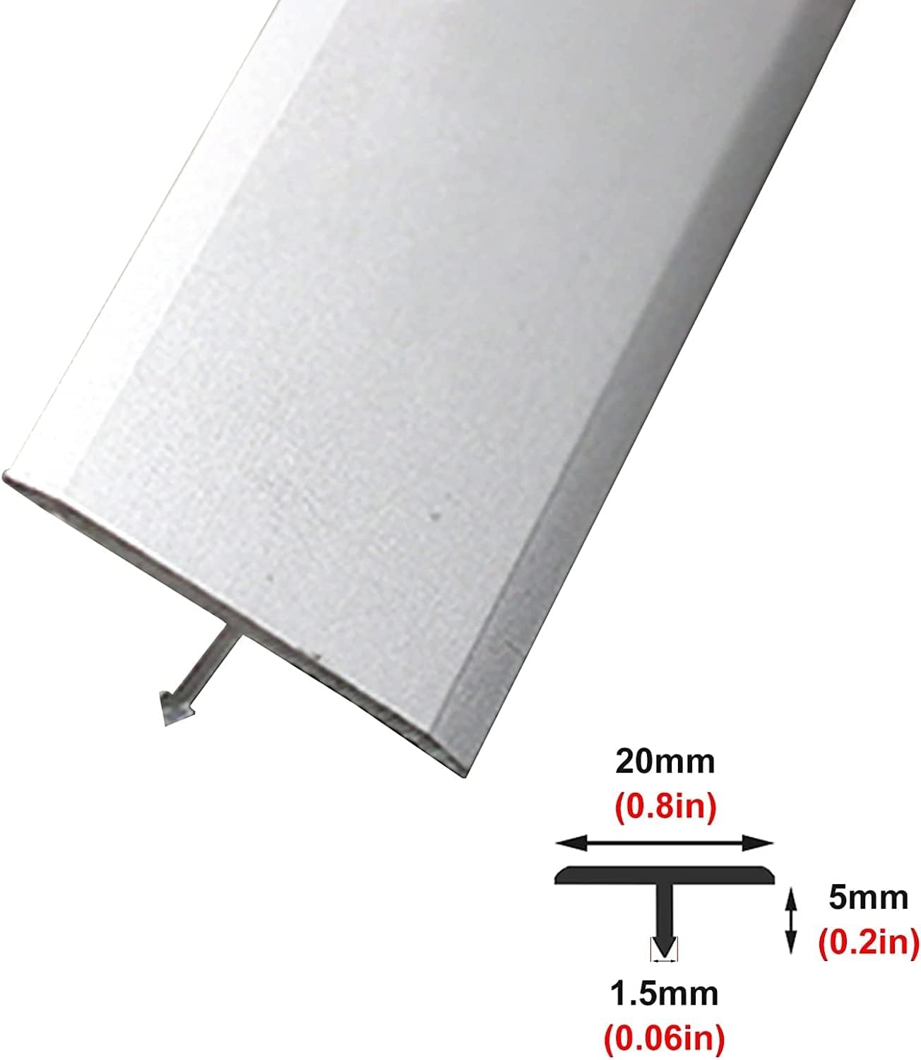 Floor Transition Strip Flooring Edge Trim, Floor Transition Strip Cuttable Metal Transition Threshold Strip, Durable Sturdy T-Style Trim Transition Strip, Trim Strip for Carpet to Tile/Rug/Doorway ( C