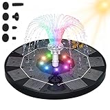3.5w Solar Springbrunnen Für Außen, LED Runden Solarbrunnen Mit 6 Düsen, Buntes...