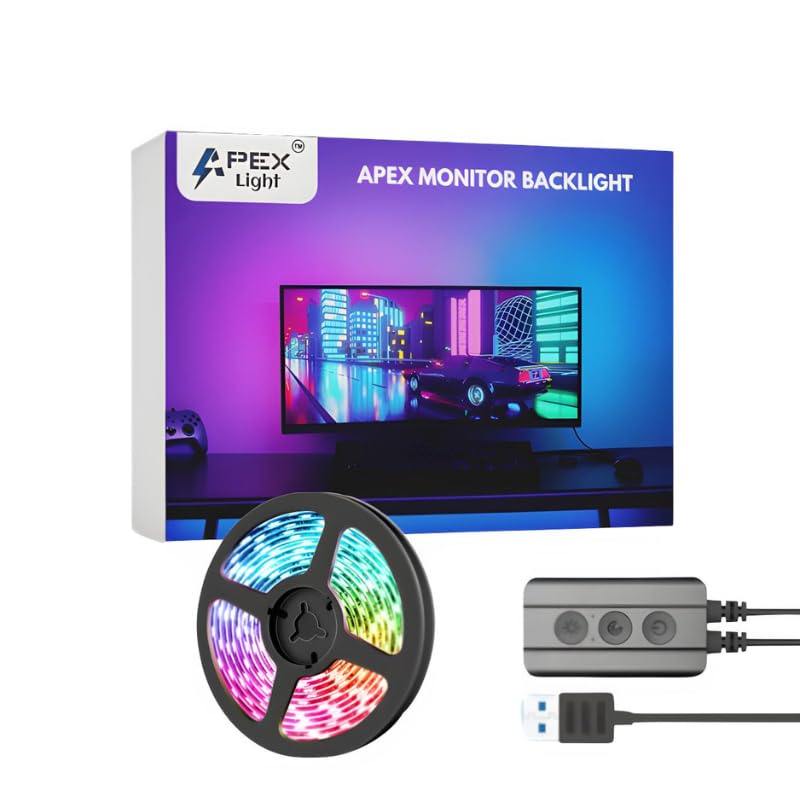 APEX Monitor Backlight (Upto 40 inches Monitor Size) || Color Changing with Screen Sync Box PC Backlight || RGB5050 Smart LED Strip || with 1 Year Warranty (Not for TV) (B0DBDJW3XG) Amazon Price History, Amazon Price Tracker