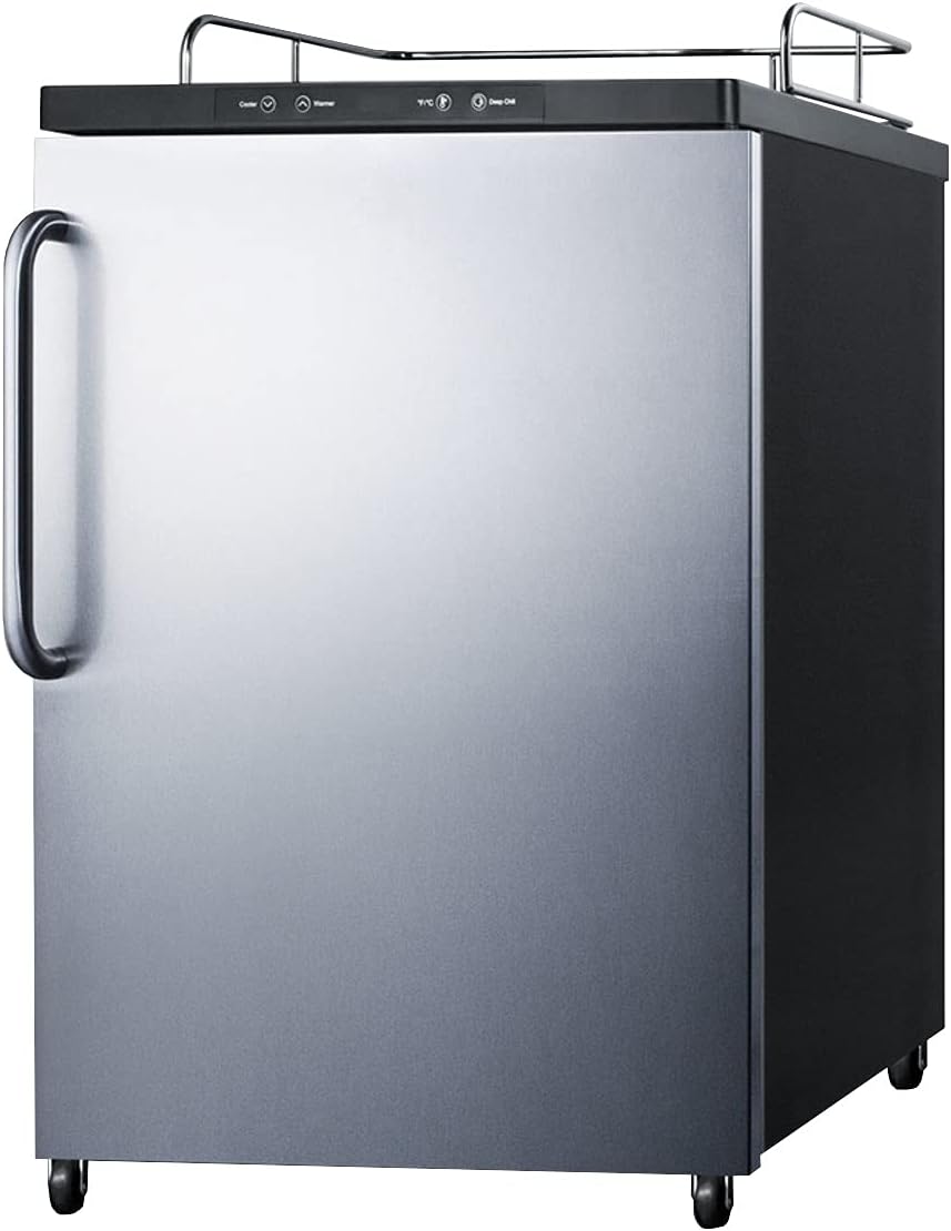 Summit SBC635MBI7NKSSTB 24"" Built-In Kegerator With Professional Handle Casters Digital Thermostat And Fully Finished Black Cabinet In Stainless Steel