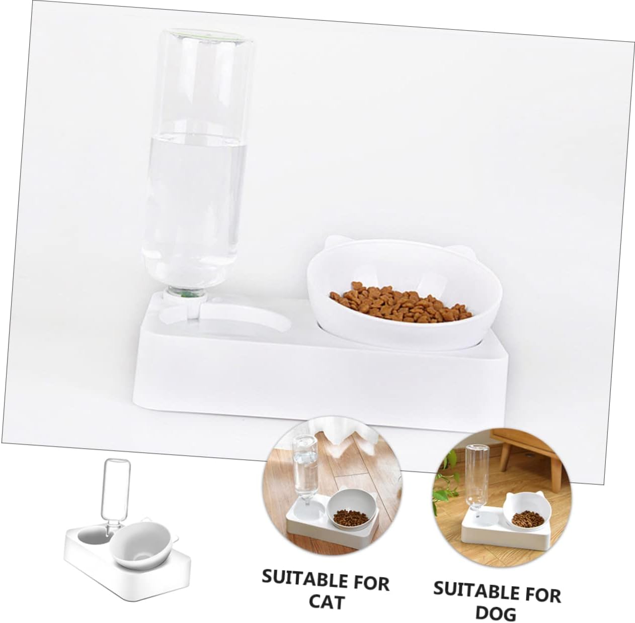 Angoily 1pc Non- Cat Dog Feeding Bowl Safe Pet Food Water Container Automatic Replenishment Spill Design for Comfortable Eating at - Angle