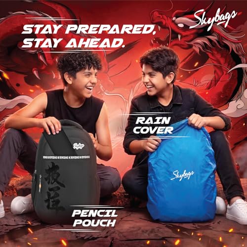 Image of Skybags Kenshi 34L Casual Backpack for Boys & Girls with 3 Compartments & Adjustable Shoulder Strap | Quick Access Front Pocket | Rain Cover | Perfect for School & Travel - Unisex